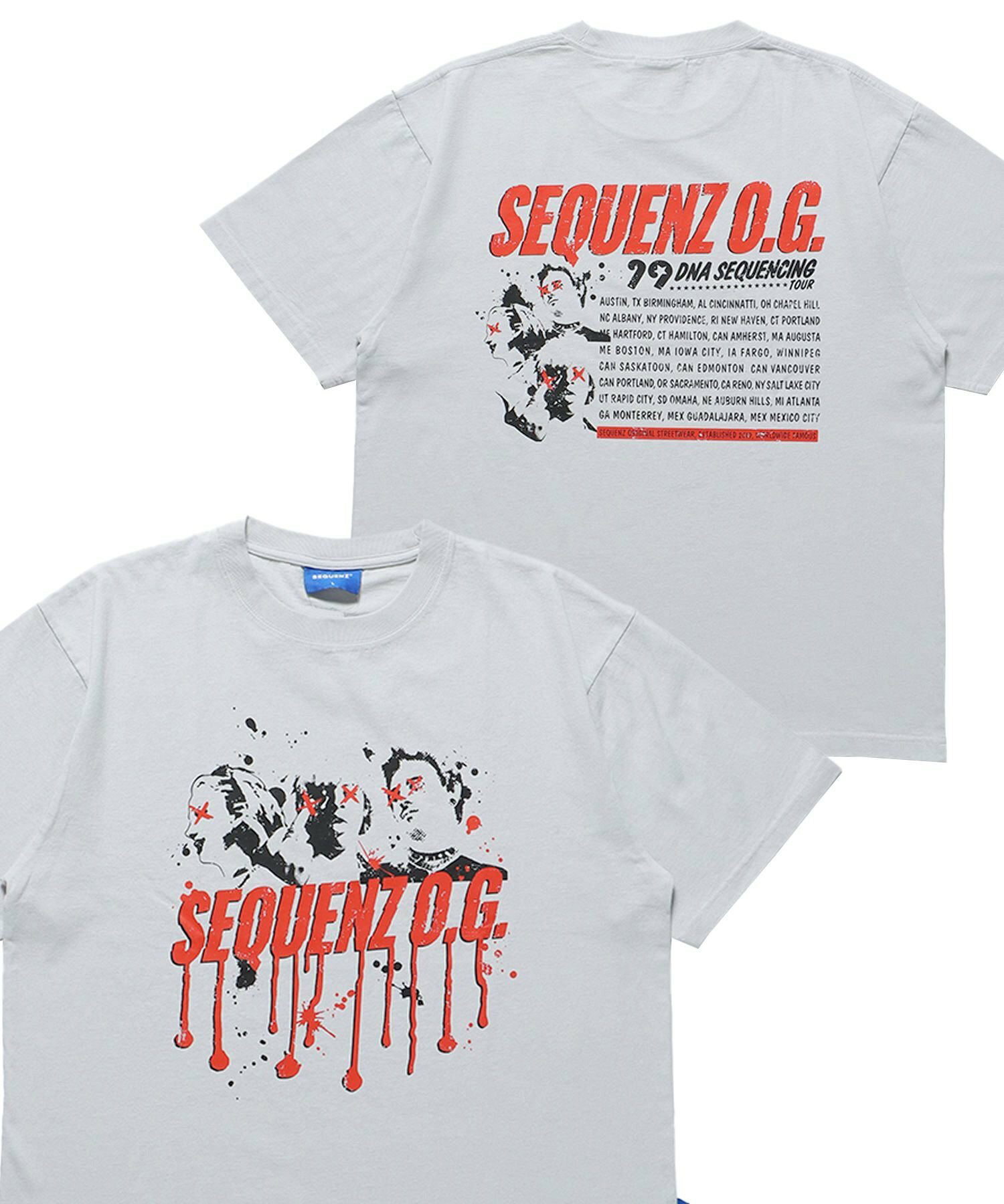 【SEQUENZ】TOUR FADE S/S TEE / 半袖Tシャツ クルーネック ブランドロゴ ツアーT バックプリント ハードバイオ